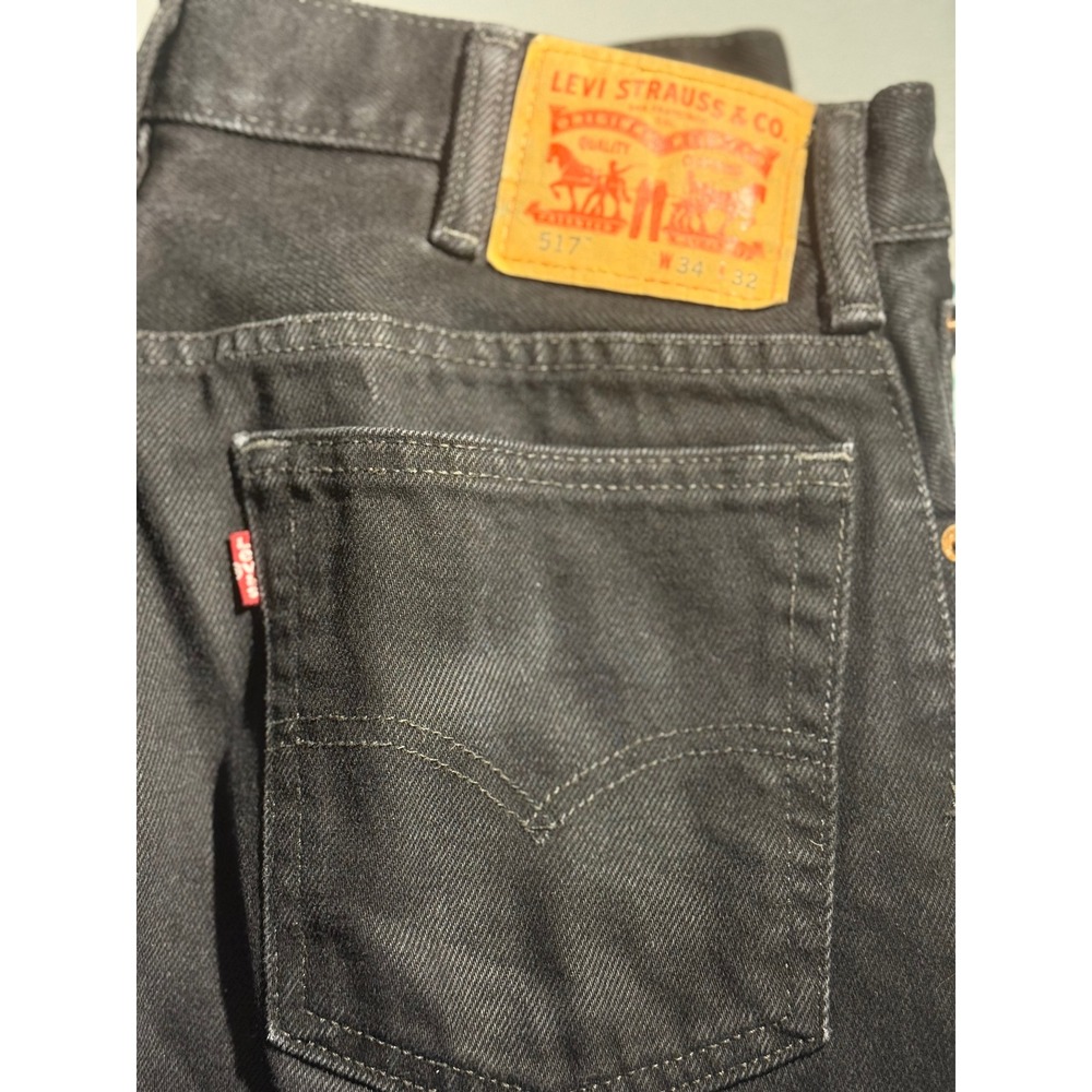 Levis 517 Bootcut Jeans Mens 34x32 Black Denim Pants Western